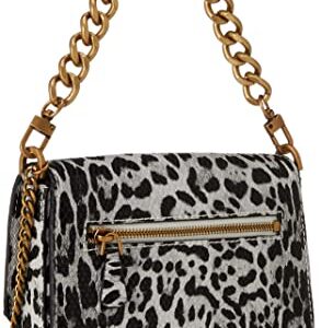 GUESS Centre Stage Crossbody Flap, Black/White Leopard