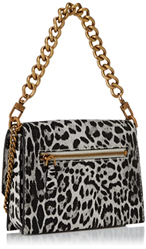 GUESS Centre Stage Crossbody Flap, Black/White Leopard