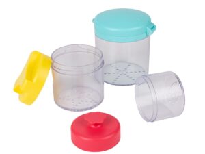 leticia's corner montessori grip canister toy set for infants, toddlers and preschoolers, fine motor skills and stacking activity