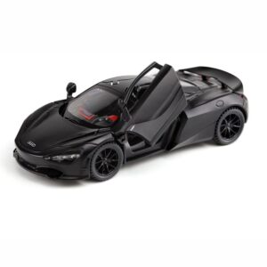 Alloy Collectible Black McLaren 720s Toy Vehicle Pull Back DieCast Car Model with Lights and Sound