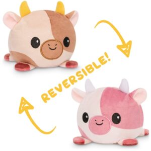 TeeTurtle - The Original Reversible Cow Plushie - Chocolate + Strawberry Milk - Cute Sensory Fidget Stuffed Animals That Show Your Mood