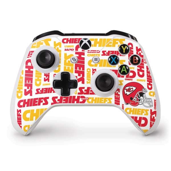 Skinit Decal Gaming Skin Compatible with Xbox One S Controller - Officially Licensed NFL Kansas City Chiefs White Blast Design