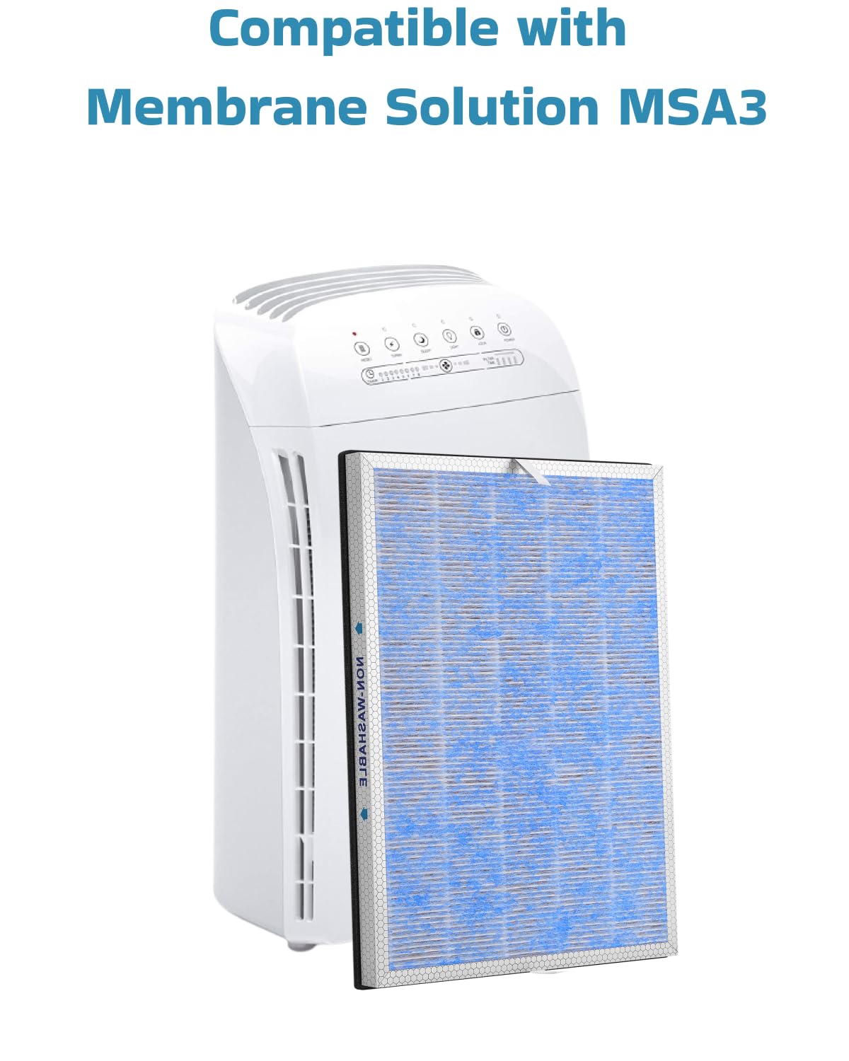 MSA3 True HEPA Filter Replacement Compatible with Membrane Solutions MSA3 and MSA3S Air Purifier 4-in-1 H13 (2 Pack)