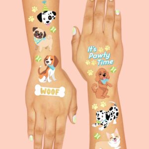 xo, Fetti Dog Temporary Tattoos for Kids - 44 Glitter Styles | Animal Birthday Supplies, Pet Lover Party Favors, Woof Arts and Crafts