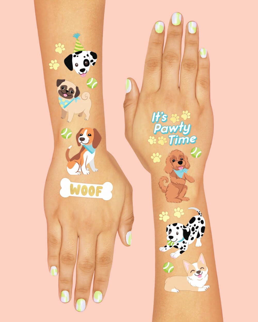 xo, Fetti Dog Temporary Tattoos for Kids - 44 Glitter Styles | Animal Birthday Supplies, Pet Lover Party Favors, Woof Arts and Crafts