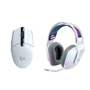 logitech g305 lightspeed wireless gaming mouse + g733 lightspeed wireless gaming headset bundle - white