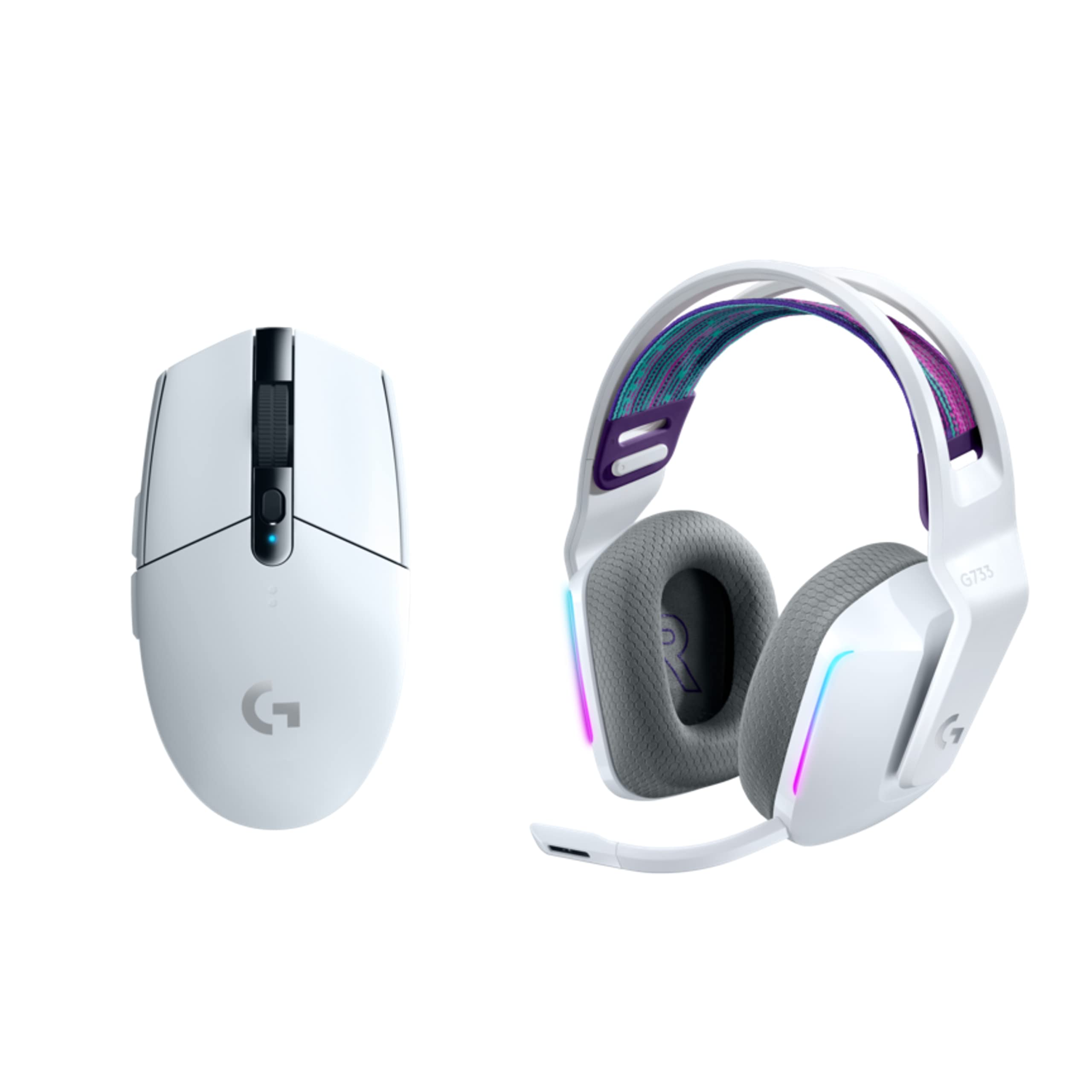 Logitech G305 Lightspeed Wireless Gaming Mouse + G733 Lightspeed Wireless Gaming Headset Bundle - White