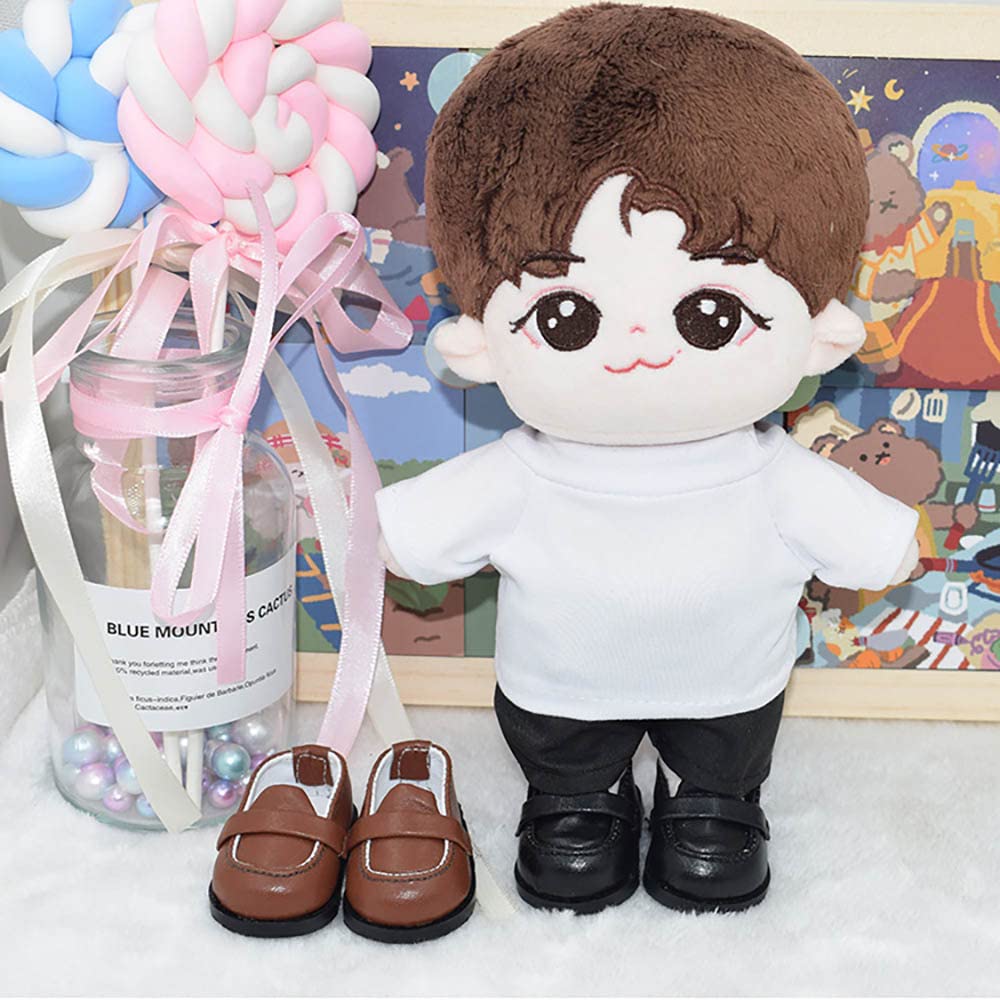 niannyyhouse 7.8in（20cm） Plush Humanoid Doll Stuffed Animals Accessories Leather Shoes Length 5.5cm (Brown+Black)