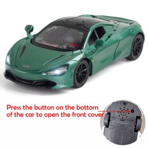 Alloy Collectible Green McLaren 720s Toy Car Model Pull Back DieCast Vehicle with Lights and Sound