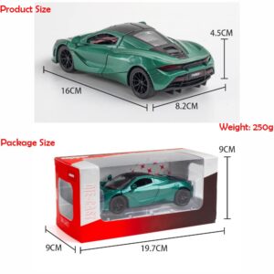 Alloy Collectible Green McLaren 720s Toy Car Model Pull Back DieCast Vehicle with Lights and Sound