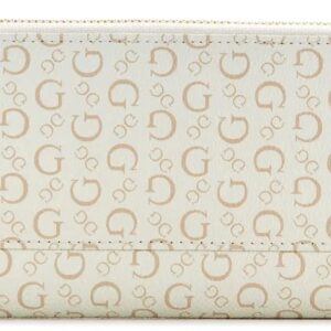 GUESS Women's White Tan Logo Zip-Around Wallet Clutch Bag