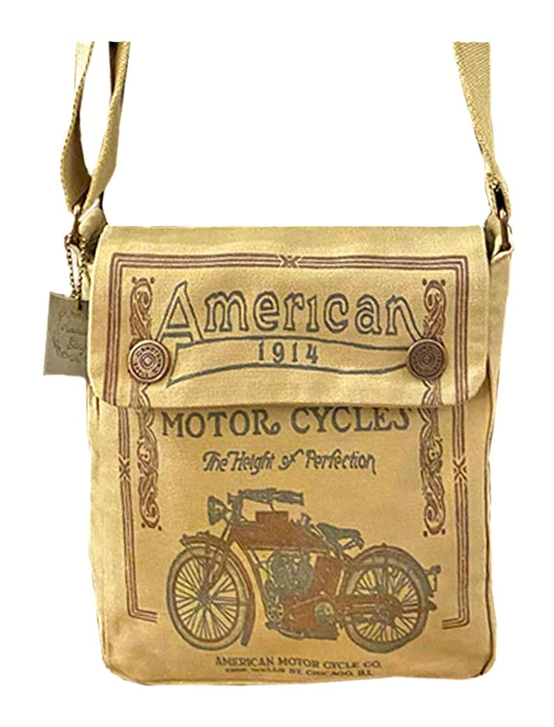 American Glory Canvas Unisex Vintage Look American Cycle Crossbody Handbag