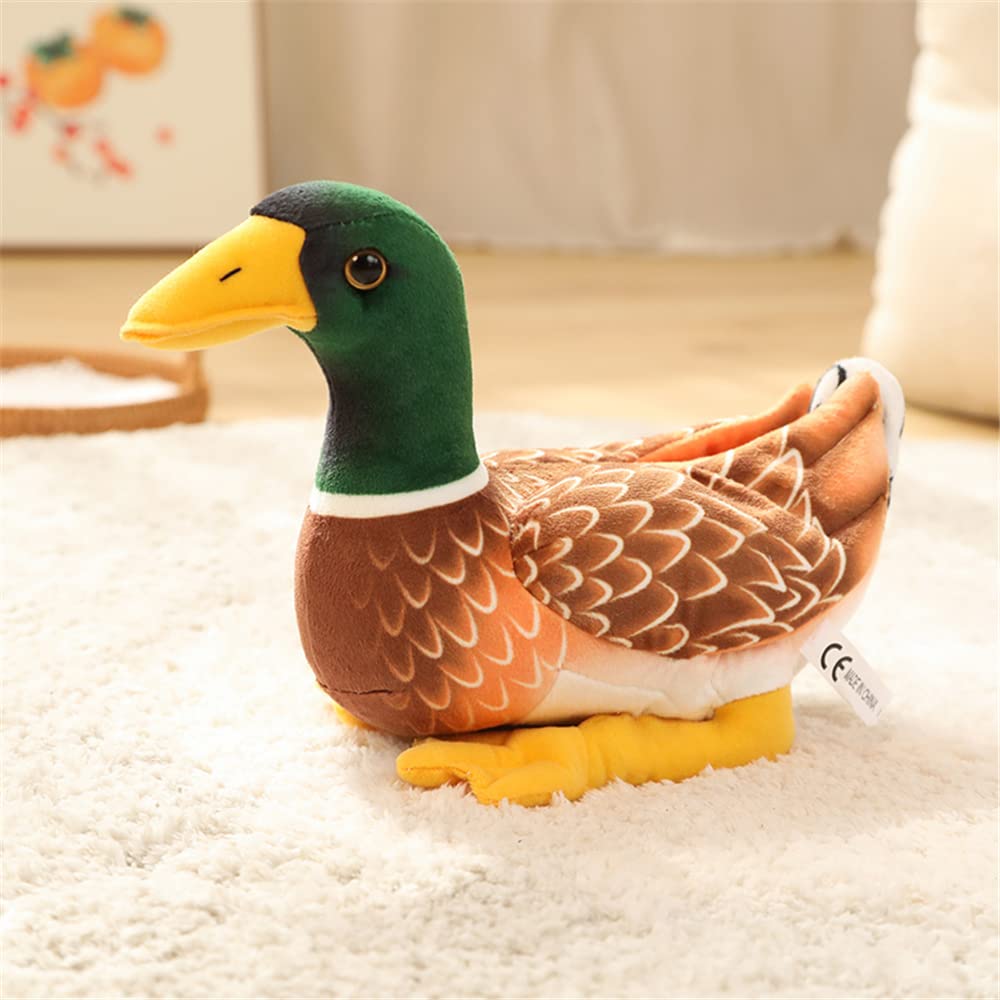 JIANEEXSQ Realistic Mallard Duck Plush Stuffed Animal Toy Gift for Kids (Green)