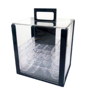 Yuanhe Deluxe Acrylic Poker Chip Case Poker Chip Carrier(1000 Chips Capacity)-With 10 Chip Racks/Chip Trays