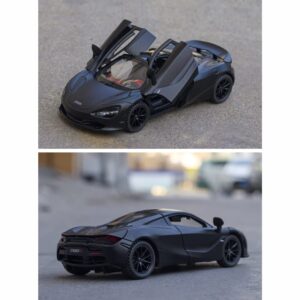 Alloy Collectible Black McLaren 720s Toy Vehicle Pull Back DieCast Car Model with Lights and Sound