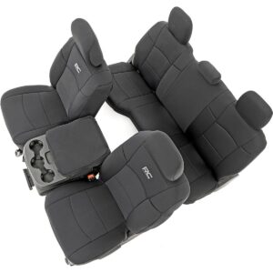 Rough Country Neoprene Front & 60/40 Rear Seat Covers for 19-22 Ram 2500-91044, Black