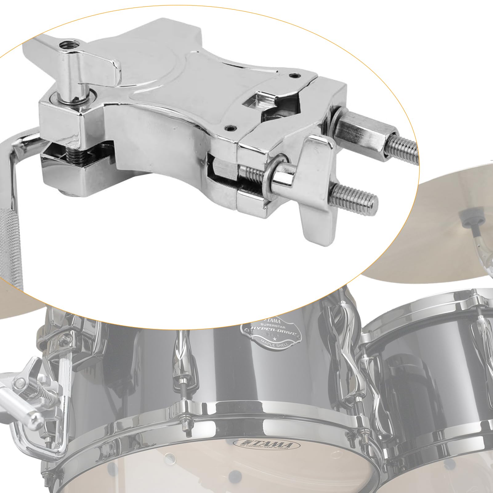 GOGHOST L-Rod Cowbells Cymbal Clamp, Zinc Alloy Percussion Claw, Mounting Bracket for Cowbells, Jam Blocks, Tambourines, Mini Timbales, and Electronic Pads to A Stand, Tom Drum Mount to Stand (L-Rod)