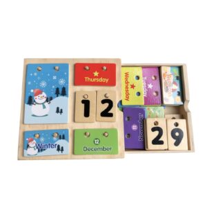 EXPLORATOY Wooden Learning Calendar for Toddlers, Season Month Days, Easy to Store Montessori Calendar Daily Schedule Plan Educational Toy Gift for Preschoolers