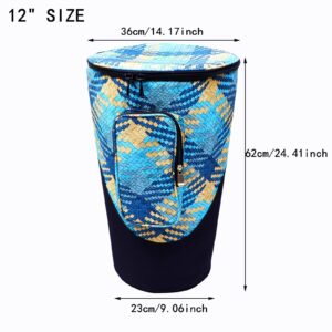 Miwayer Djembe Bag African Drum Case Deluxe Padded Sturdy Shoulders Straps Thicken Waterproof Shockproof Dustproof Only Suitable 8/10/12/13/14'' African Drum (12in, Blue)