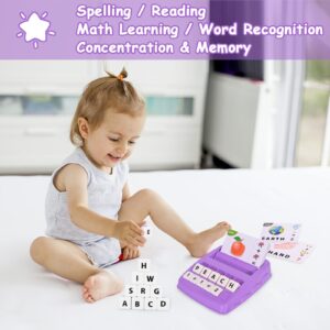 Matching Letter Games for Kids Ages 4-8,Learning & Education Toys for Preschool Boys Girls Spelling/Reading/Math Learning/Word Recognition,Birthday Gifts Educational Toys for Kindergarten Kids, Purple