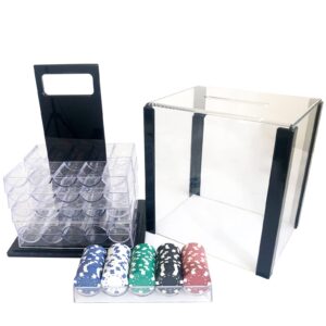 Yuanhe Deluxe Acrylic Poker Chip Case Poker Chip Carrier(1000 Chips Capacity)-With 10 Chip Racks/Chip Trays