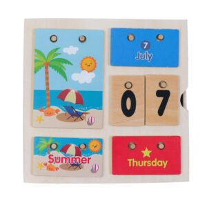 EXPLORATOY Wooden Learning Calendar for Toddlers, Season Month Days, Easy to Store Montessori Calendar Daily Schedule Plan Educational Toy Gift for Preschoolers