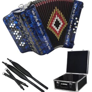 SofiaMari NSM3412 Accordion Package: 34 Button, 12 Bass, 3 Switch Accordion with Case and Straps (Sol/GCF Deep Blue Pearl) (NSM-3412-DBP-SOL)