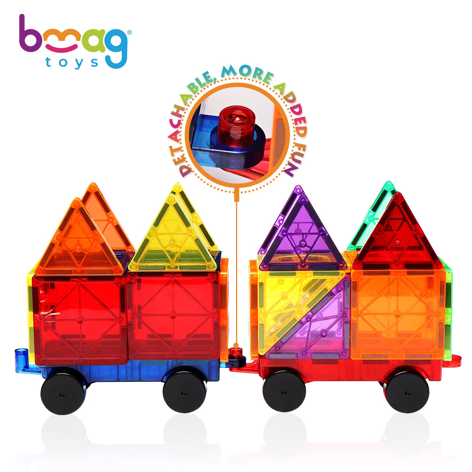 Bmag 2PCS Magnetic Car Set,Construction Vehicle Building Tiles,Magnet Toys Compatible with Magnetic Tiles,STEM Educational Toys for Boys and Girls