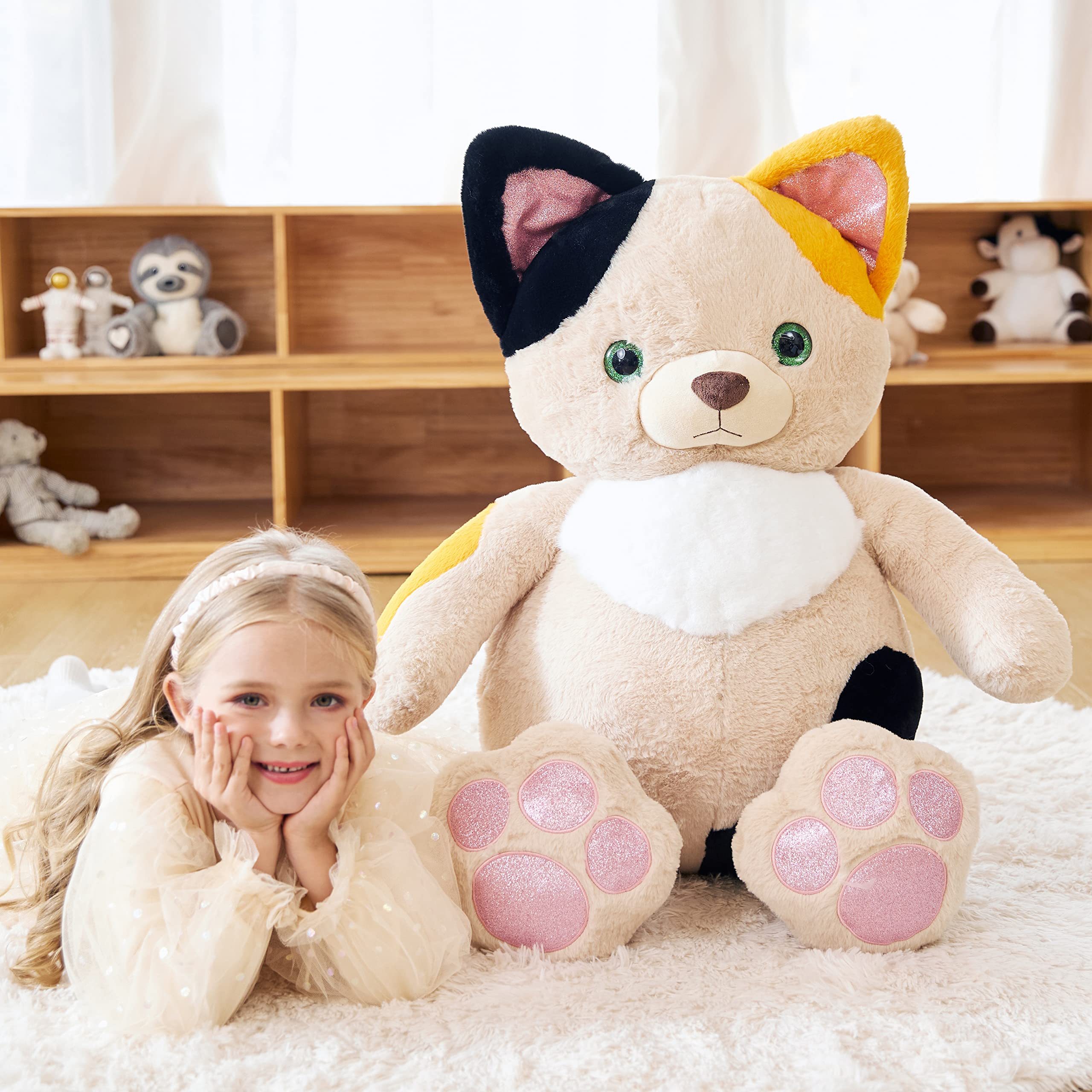 EARTHSOUND Giant Cat Stuffed Animal Plush Toy,30" Large Kitten Jumbo Cute Soft Toys,Big Size Huge Fluffy Plushy Oversized Fat Plushie,Gifts for Kid