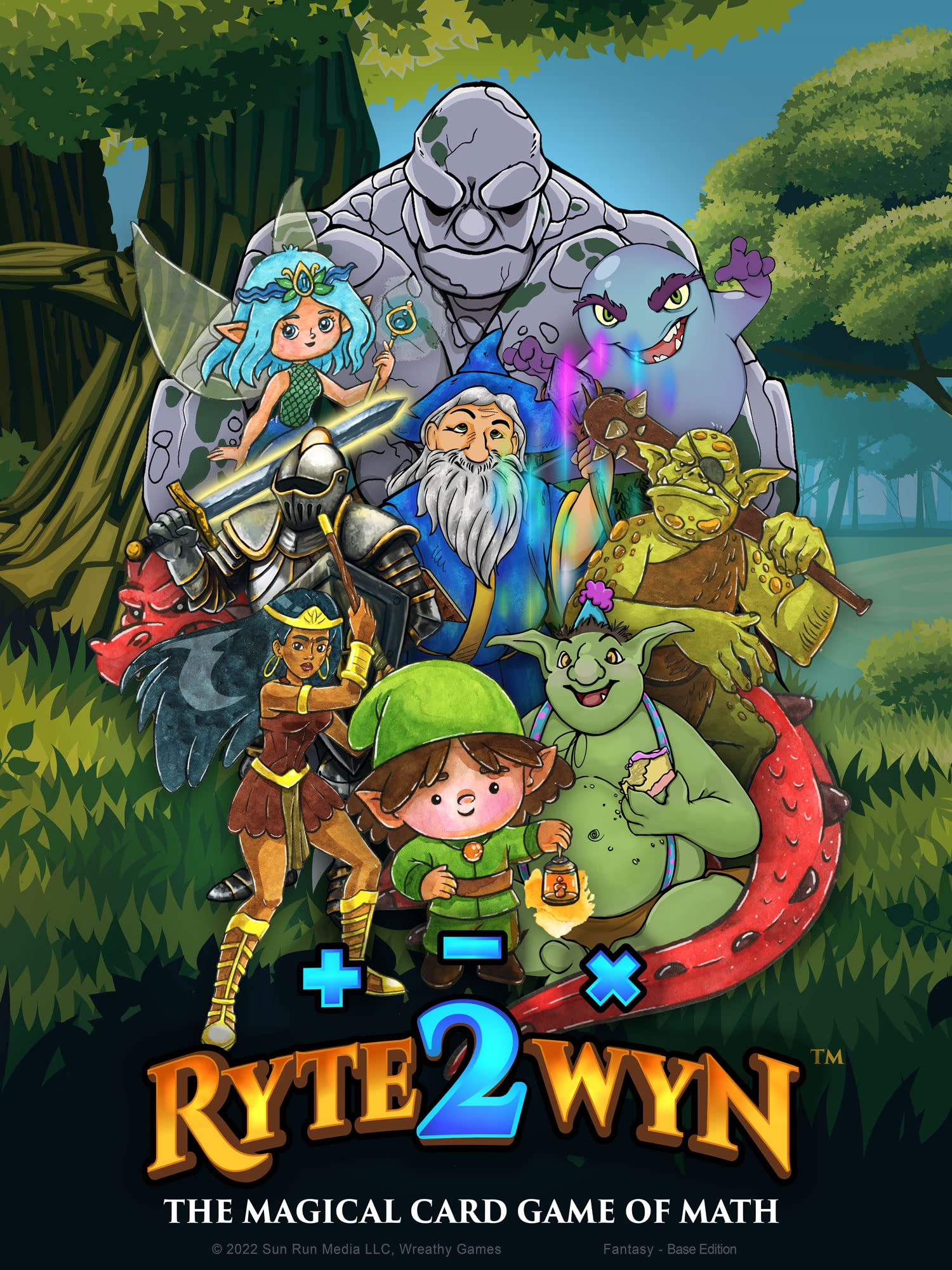 Wreathy Games Ryte2Wyn - The Magical Card Game of Math - Practice Every Addition, Subtraction and Multiplication Math Fact from 0-9 - Ages 5 & Up - Kindergarten, 1st, 2nd, 3rd, 4th & More