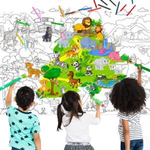 zoo jumbo giant coloring poster for kids 45 x 32 inch table wall coloring pages big animals huge coloring paper large coloring sheets for art activities kid birthday home