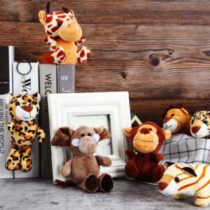 HyDren 18 Pcs Mini Stuffed Forest Animals Bulk Jungle Animal 4.8 Inch Cute Funny Toys Lion Tiger Elephant Giraffe Leopard Monkey Plush Set for Animal Themed Parties Achievement Award(Lovely Style)