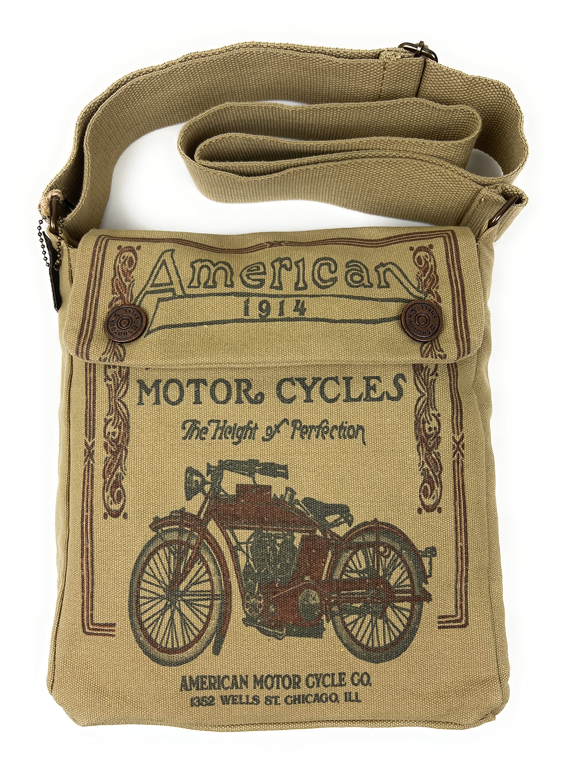 American Glory Canvas Unisex Vintage Look American Cycle Crossbody Handbag