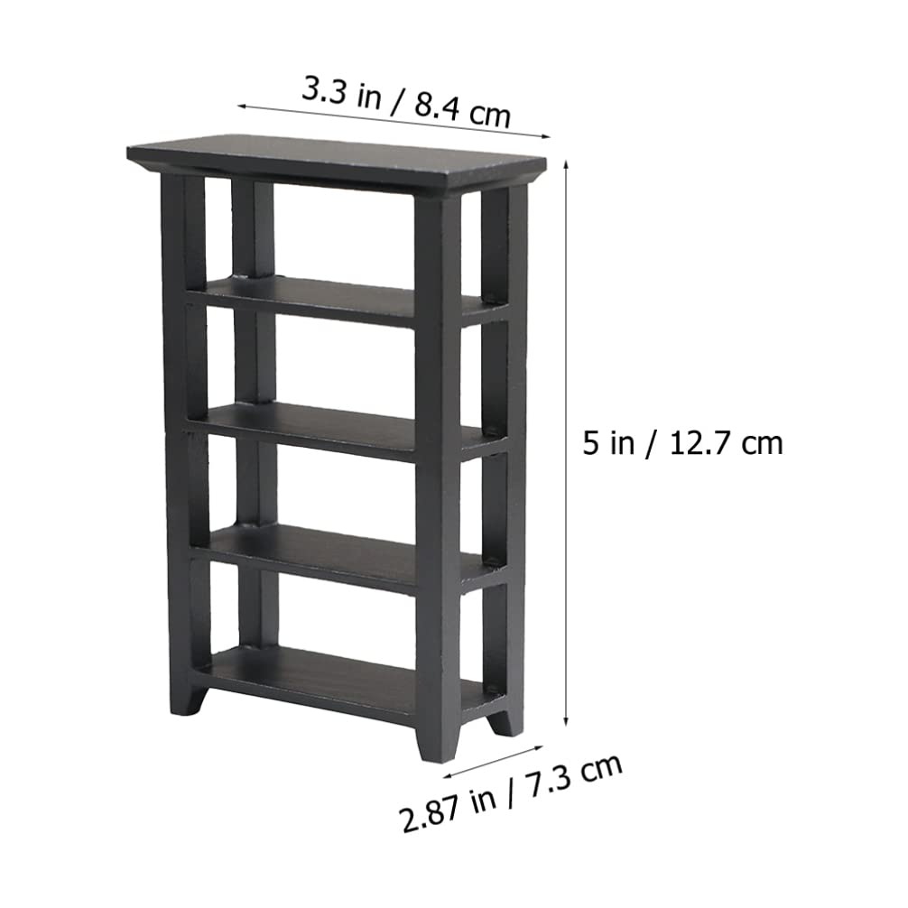 Toyvian Dollhouse Mini Bookshelf Model Miniature Display Bookcase Mini House Drawer Cabinet 4- Layer Wood Micro Scene Furniture DIY Storage Box