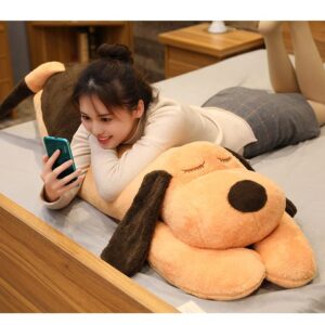 HCSXMY Cute Plush Dog Doll Puppy Plush Pillow Doll Toy Soft Dog Stuffed Animals Long Pillow Toy Kitten Body Pillow Gift for Kids and Girlfriend (110cm/43inch, Brown)