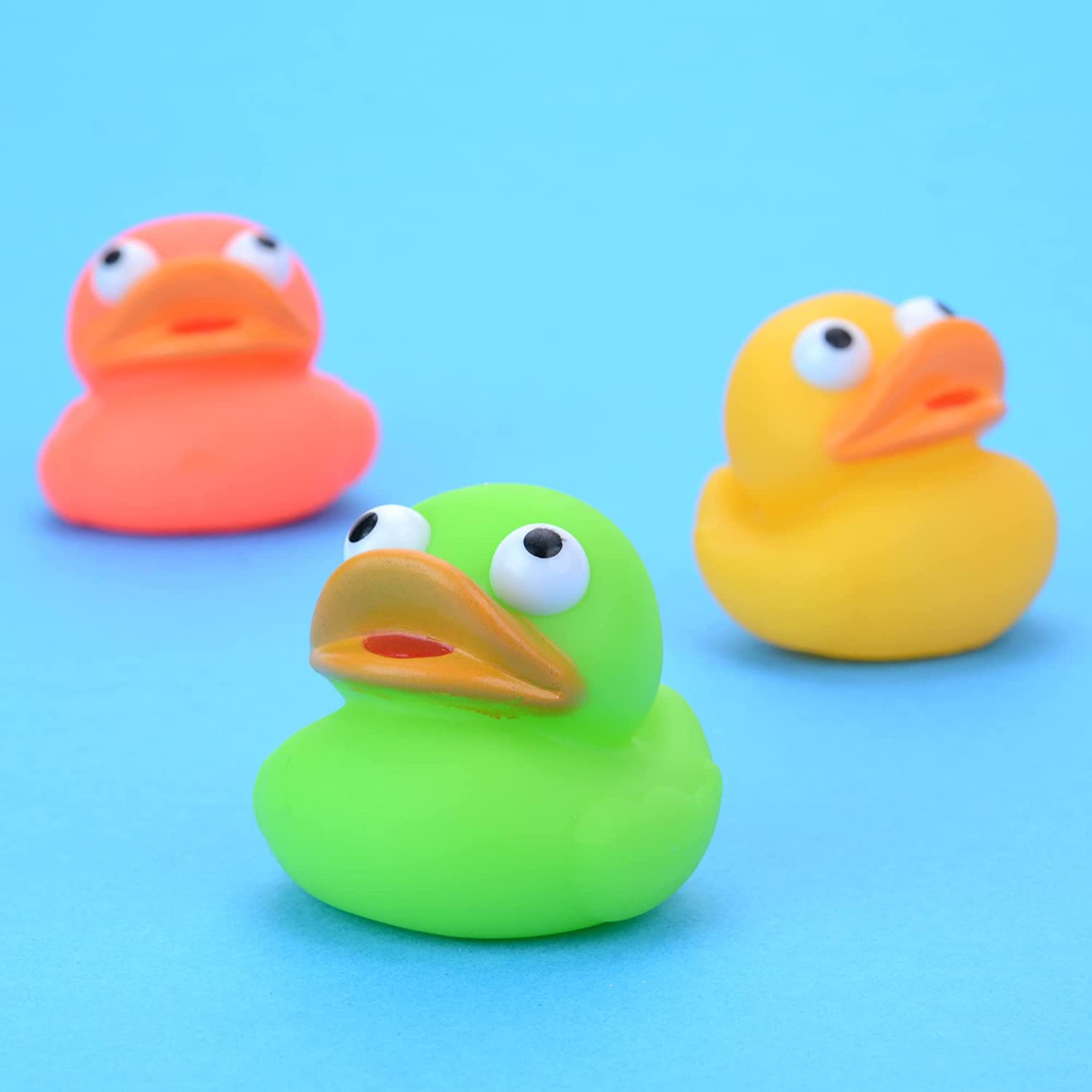 Rubber Ducks in Bulk - Ducky Eye Poppers 2 Inch - Easter Egg Fillers - Playset for Ducky Bath Toys 10 Pcs - Ducky City Rubber Duck - Baby Beach Pool - Bulk Gifts for Kids