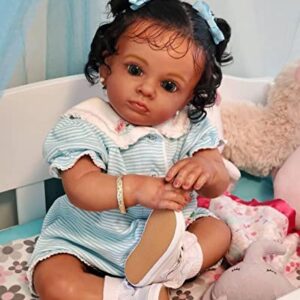 Angelbaby 24" Lifelike African American Reborn Toddler Doll, Cute Realistic Newborn Silicone Gift Toy