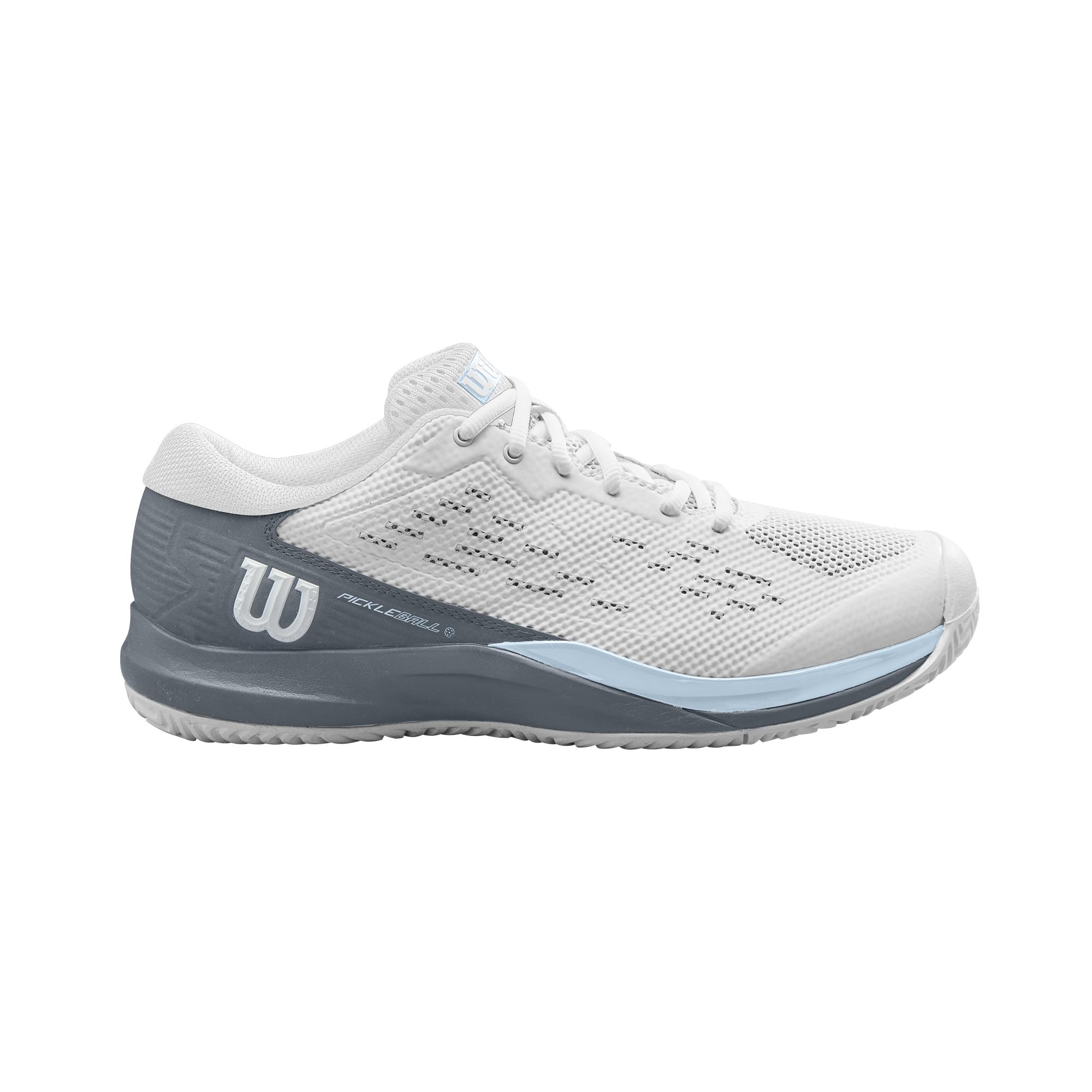 WILSON Women's Rush Pro Ace Pickler Sneaker, White/Grey/Baby Blue, 10.5