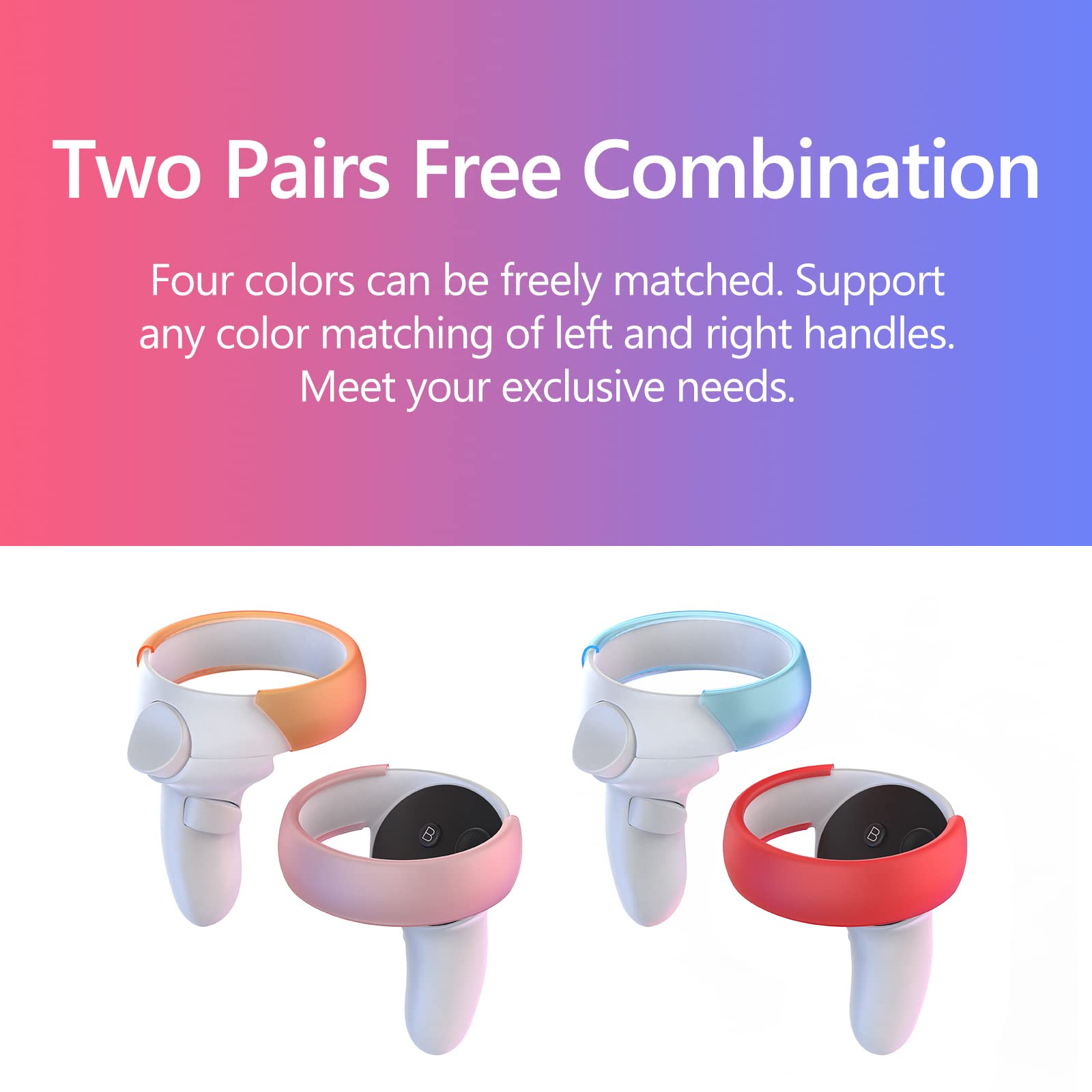 Controller Cover Compatible for Oculus/Meta Quest 2, Anti-Bumping Silicone Soft Ring Cover with Quest 2 Controller Protection. (2 pairs, Four colors)