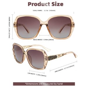 OCERAVE Oversized Polarized Square Sunglasses for Women Men Fashion Sparkling Frame Shades HJ025