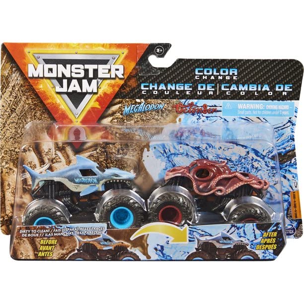 Monster Jam 1:64 2-Pack (Color Change) Megalodon vs. Octon8er