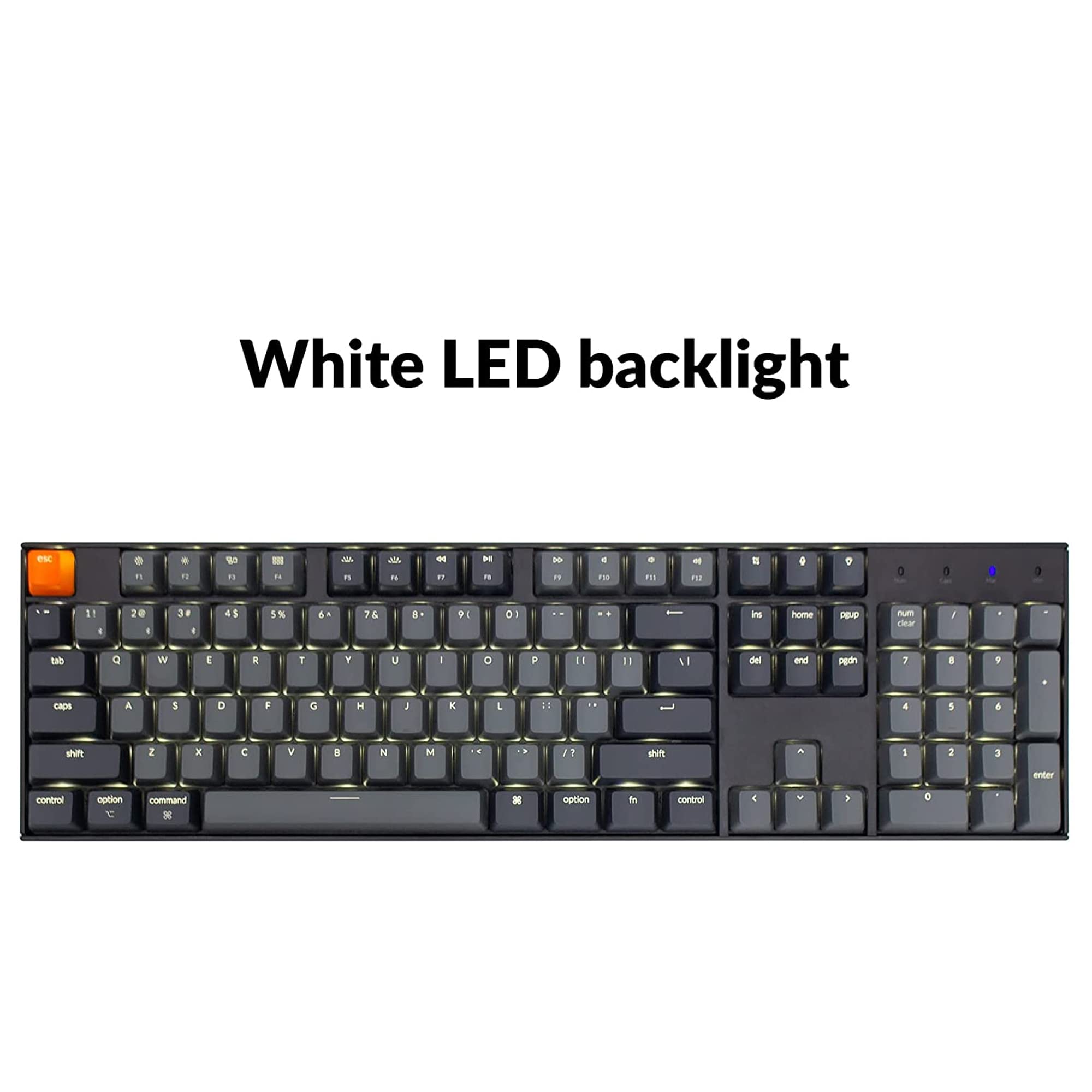 Keychron K10 Wireless Bluetooth/USB Wired Gaming Mechanical Keyboard, Hot-swappable Full Size Layout 104 Keys White Backlight N-Key Rollover for Mac Windows, Gateron G Pro Blue Switch