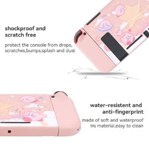 YOCORE Cute Kirby Switch Protective Case | Dockable Protective Case Compatible with Switch,Anti-Scratch and Shock-Absorption Design Soft TPU Cover-yellow