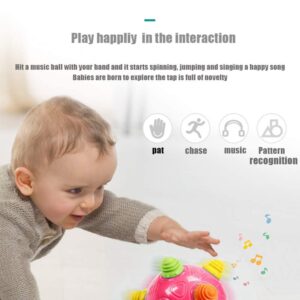 YMDLY Toys Toddler Baby Bouncing Sensory Ball - Sturdy Durable Crawling Ball Toy Fun Learning Ball Toy Two Modes Baby Music Ball Facilitates Movement of Children Suitable for Babies,Red,18+ Months