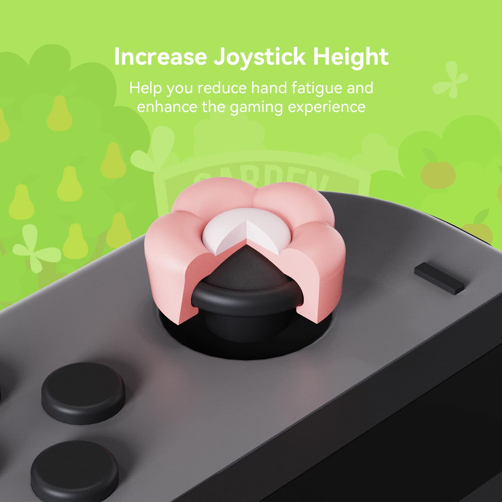 GeekShare Silicone Joycon Thumb Grip Caps, Joystick Cover Compatible with Nintendo Switch/OLED/Switch Lite,4PCS - Heart & Flower (Pink&Yellow)