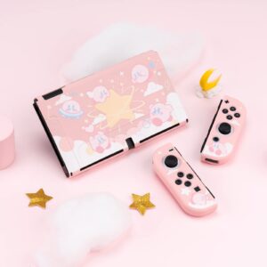 Cute Kirby Switch OLED Case | Dockable Protective Case Compatible with Switch OLED,Anti-Scratch and Shock-Absorption Design Soft TPU Cover-Yellow