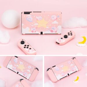 Cute Kirby Switch OLED Case | Dockable Protective Case Compatible with Switch OLED,Anti-Scratch and Shock-Absorption Design Soft TPU Cover-Yellow