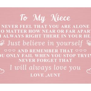 Ptzizi Niece Pink Metal Wallet Insert Card, Engraved Inspirational Wallet Card for Niece Birthday Adult Christmas Graduation Gifts from Aunt Uncle (A11)