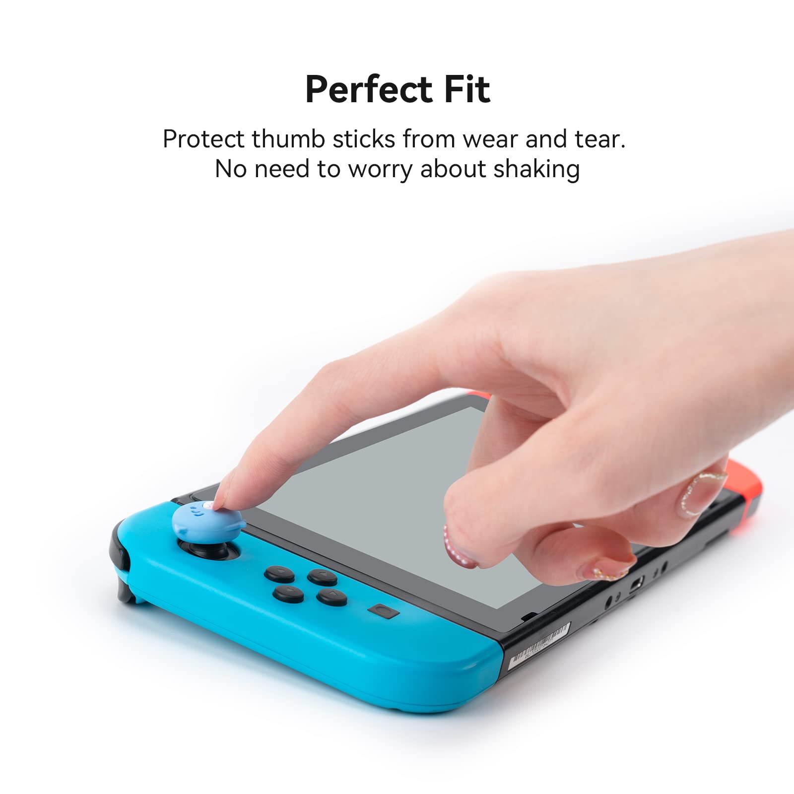 GeekShare Cute Silicone Joycon Thumb Grip Caps, Joystick Cover Compatible with Nintendo Switch/OLED/Switch Lite,4PCS - Little Shark