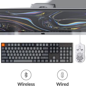 Keychron K10 Wireless Bluetooth/USB Wired Gaming Mechanical Keyboard, Hot-swappable Full Size Layout 104 Keys White Backlight N-Key Rollover for Mac Windows, Gateron G Pro Blue Switch